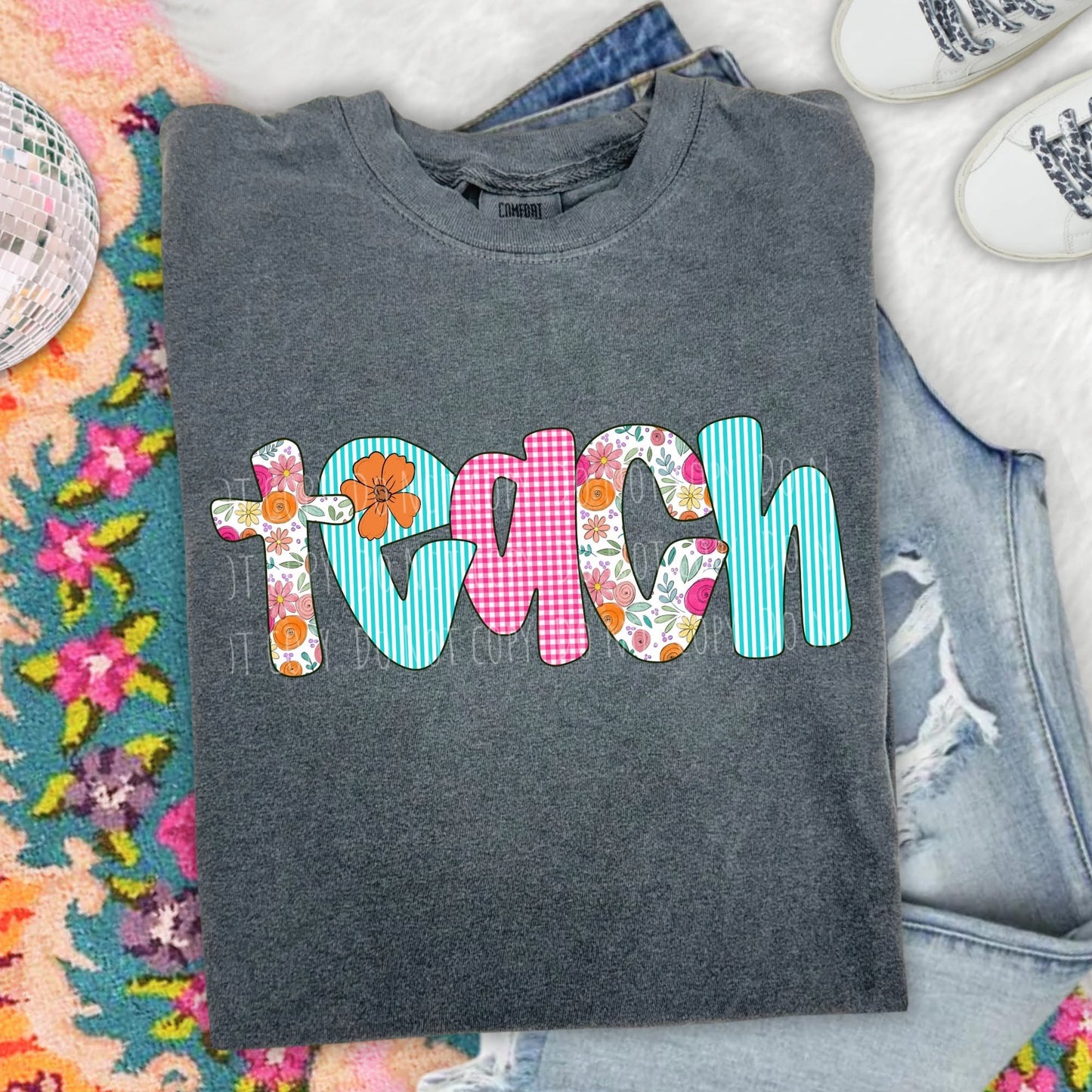 School Floral Gingham