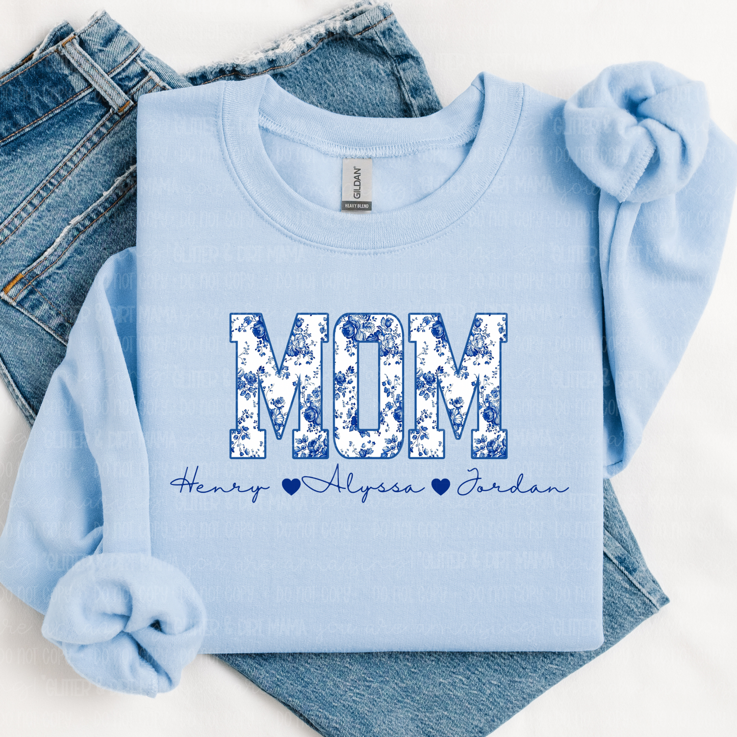 Custom Name Blue Floral