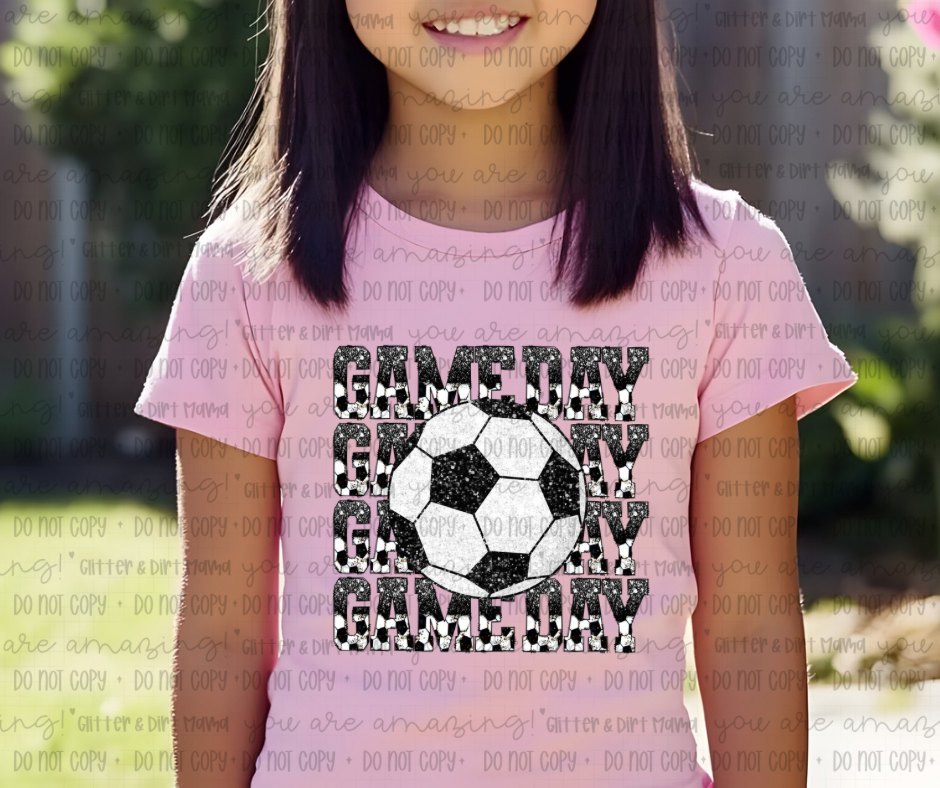 Faux Glitter Soccer Gameday