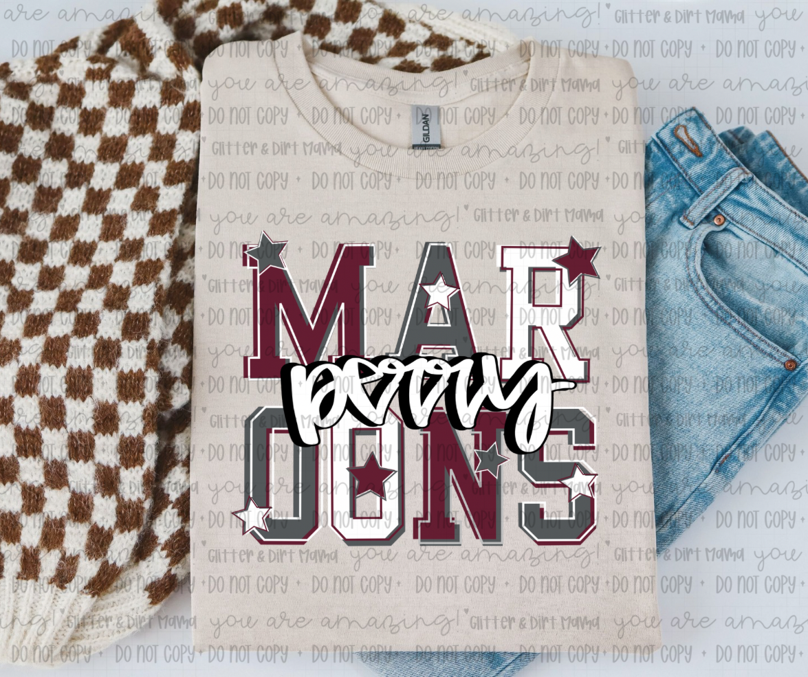 Perry Maroons School Spirit (block letters)