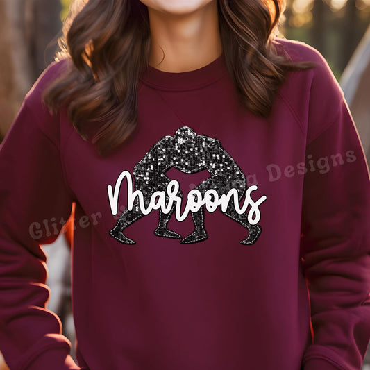 Maroons Faux Glitter Wrestling