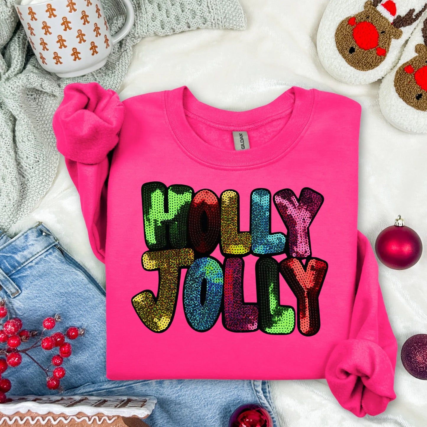 Christmas Chenille/Sequin Patch Sweatshirts