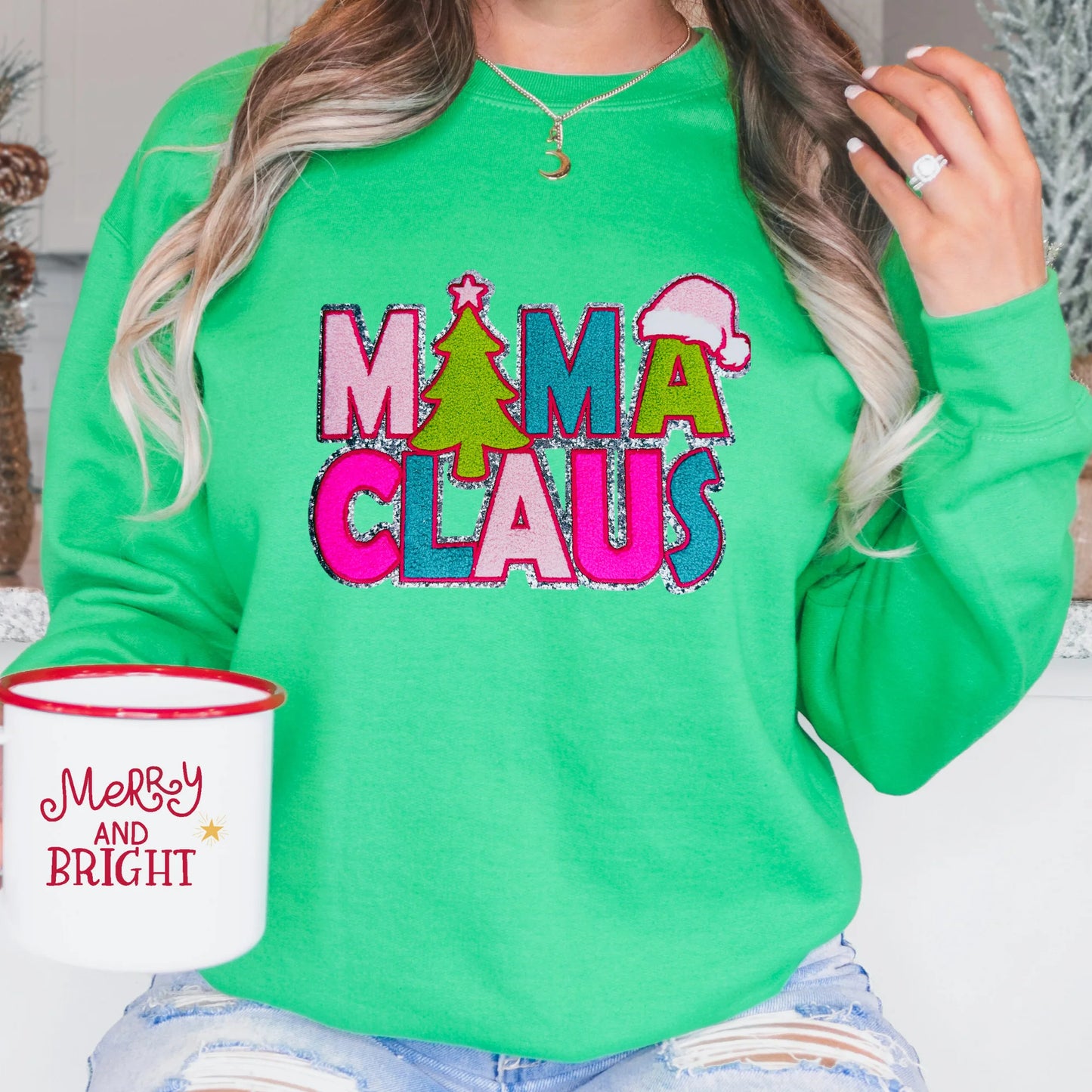Christmas Chenille/Sequin Patch Sweatshirts