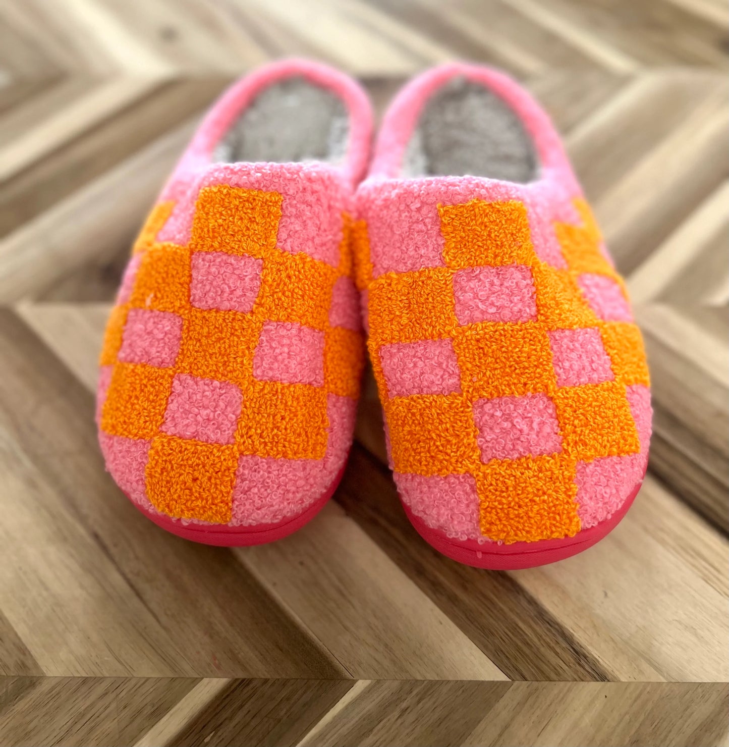 Pink Checkered Slippers