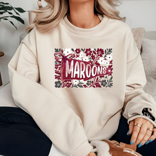 Maroons Floral Pennant Flag