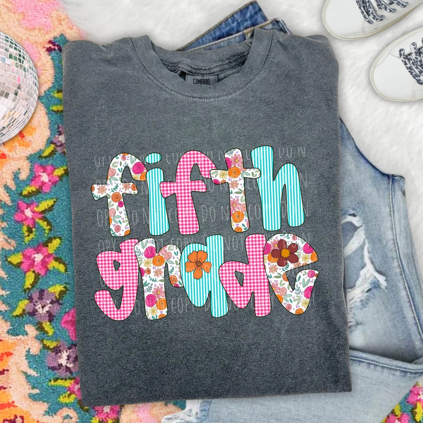 School Floral Gingham
