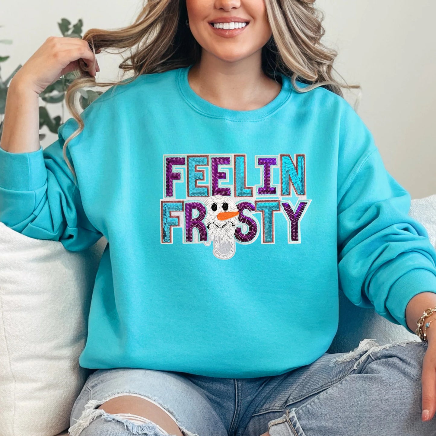 Christmas Chenille/Sequin Patch Sweatshirts