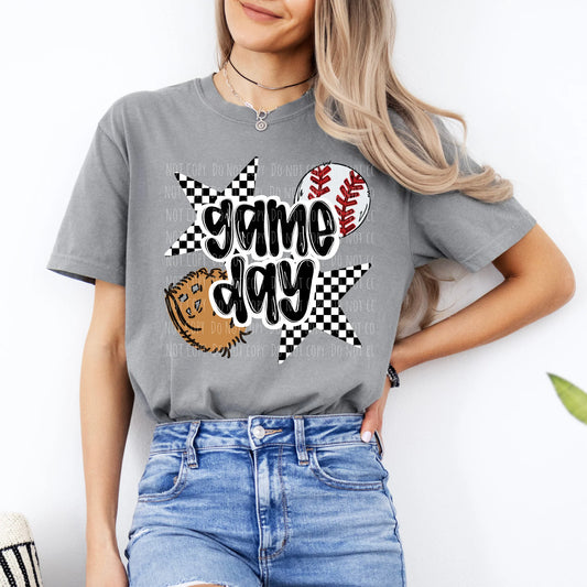 Retro Checkered Baseball Game Day