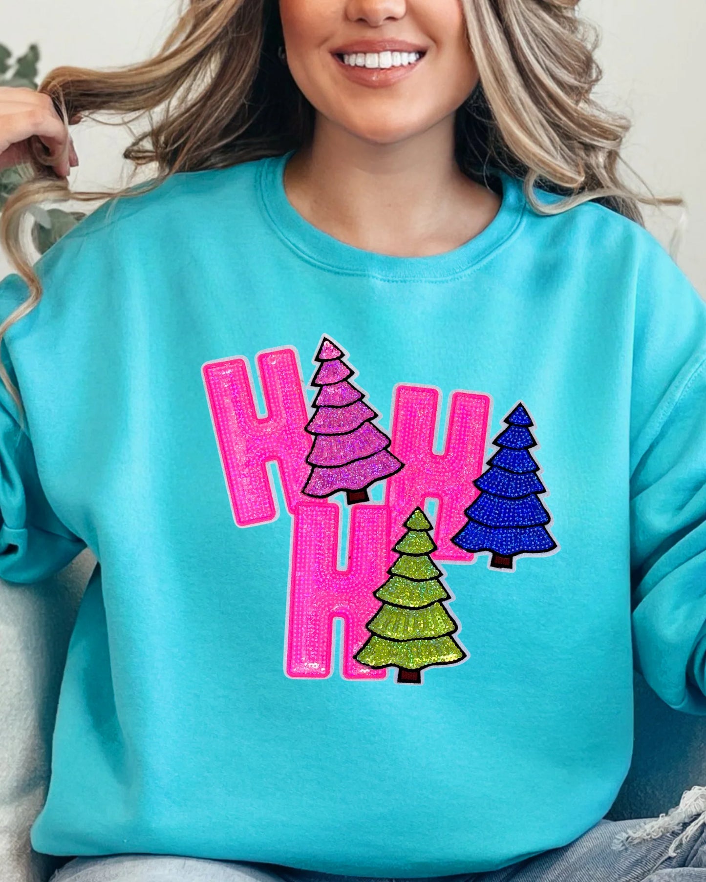 Christmas Chenille/Sequin Patch Sweatshirts