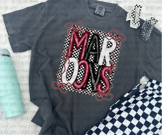 Maroons Checkered Bow Square