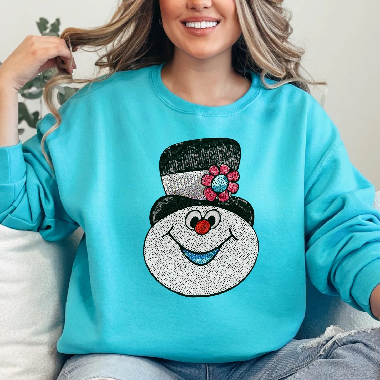 Jolly Snowman Sequin Patch Sweatshirt