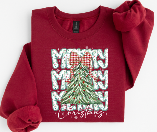 Coquette Painted Tree Merry Christmas Tee/Sweatshirt