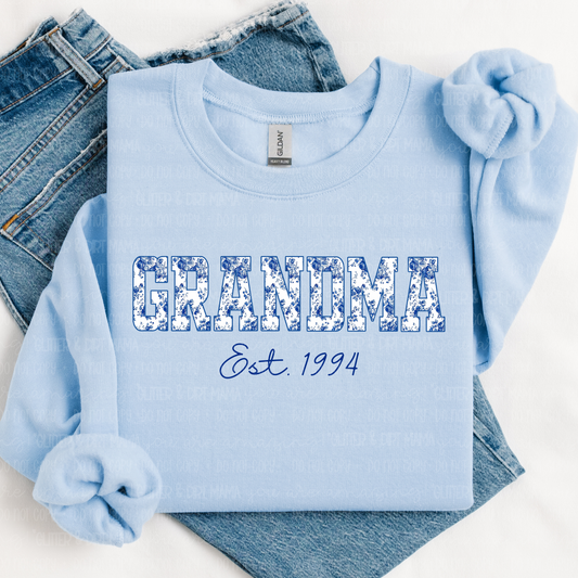 Custom Name Blue Floral