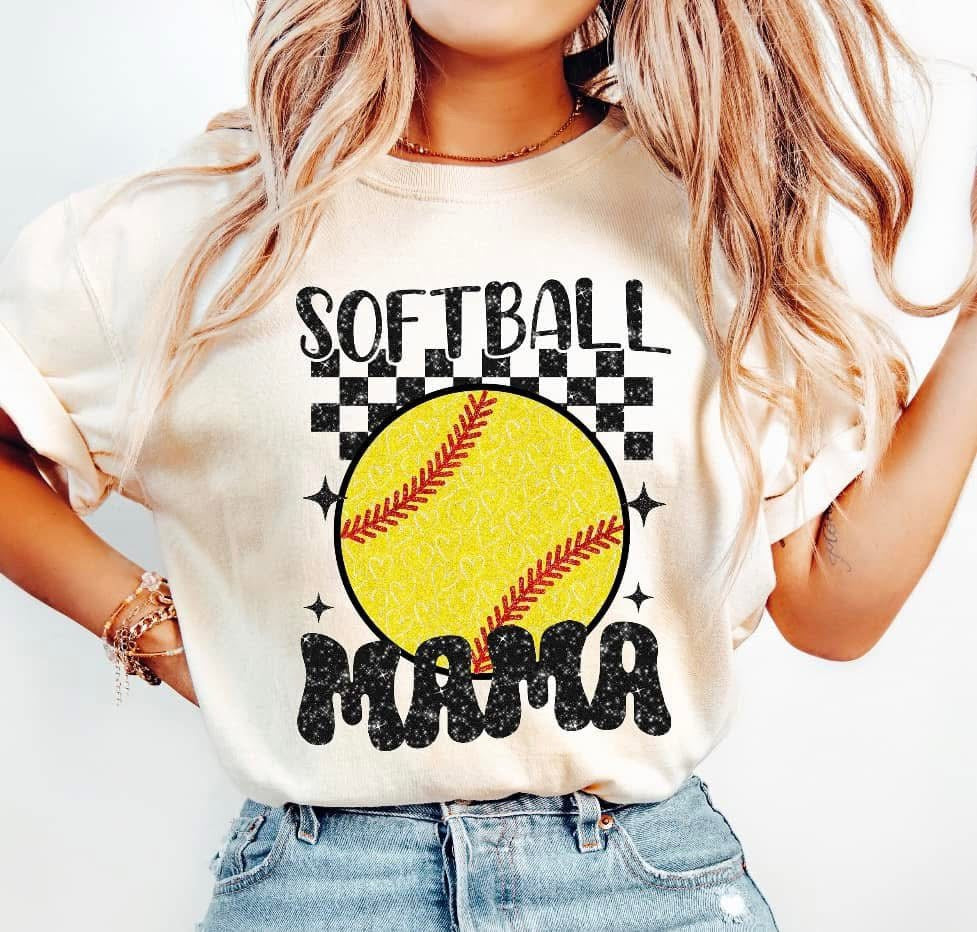 Faux Sparkle Softball Mama